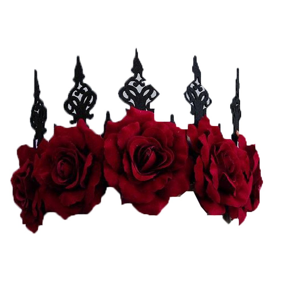 Zac's Alter Ego - Dark Red Rose Crown Coiffe de costume - Rouge